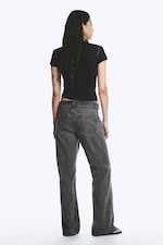 Mörkgrå - Lediga Lågmidjade Bootcut-byxor - 3