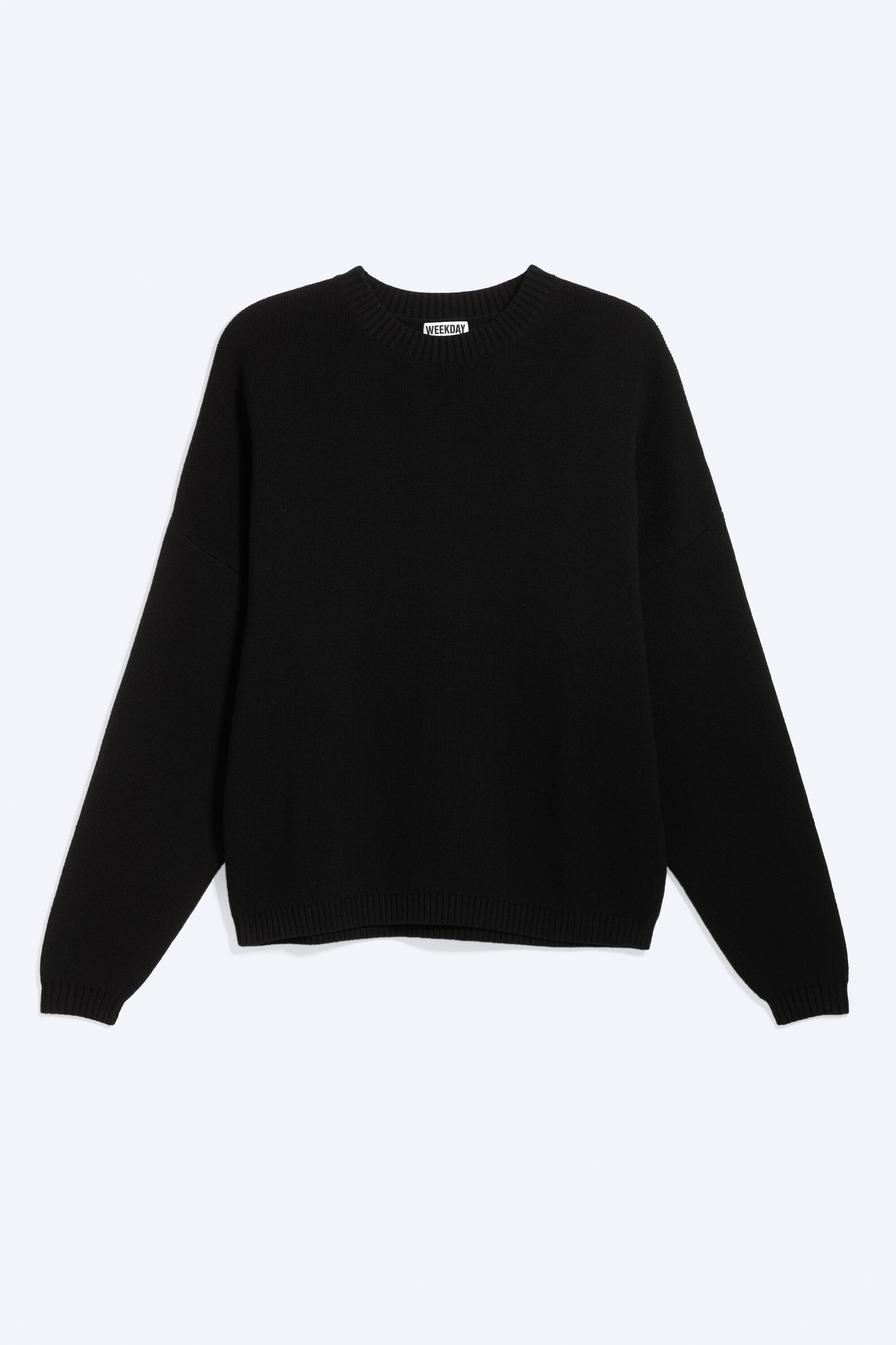 Schwarz - Rückenprint - Oversized Strickpullover aus Baumwolle mit Grafik - 3