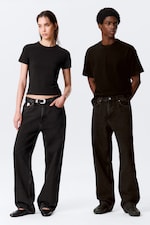 Tuned Black - Svart - Galaxy Mid Waist Loose Straight Leg Unisex Jeans - 0