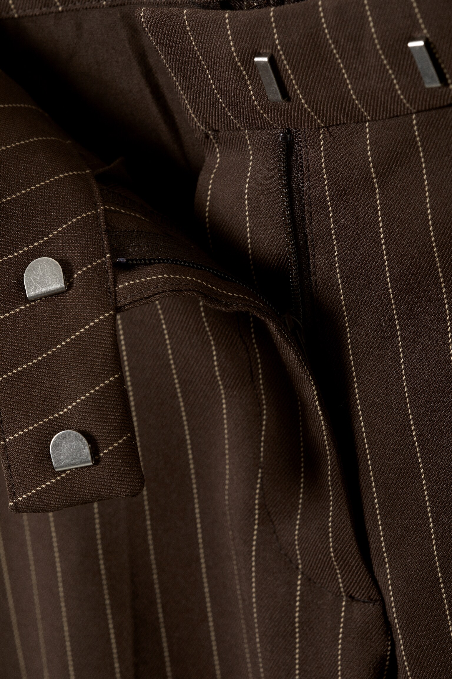 Low Rise Suiting Trousers - Brown Pinstripe/Black/Dark Grey - Glitter Pinstripe/Dark Grey Melange - 3