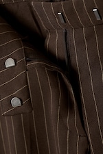 Brun kritstrecksrandig - Låga Kostymbyxor - 4