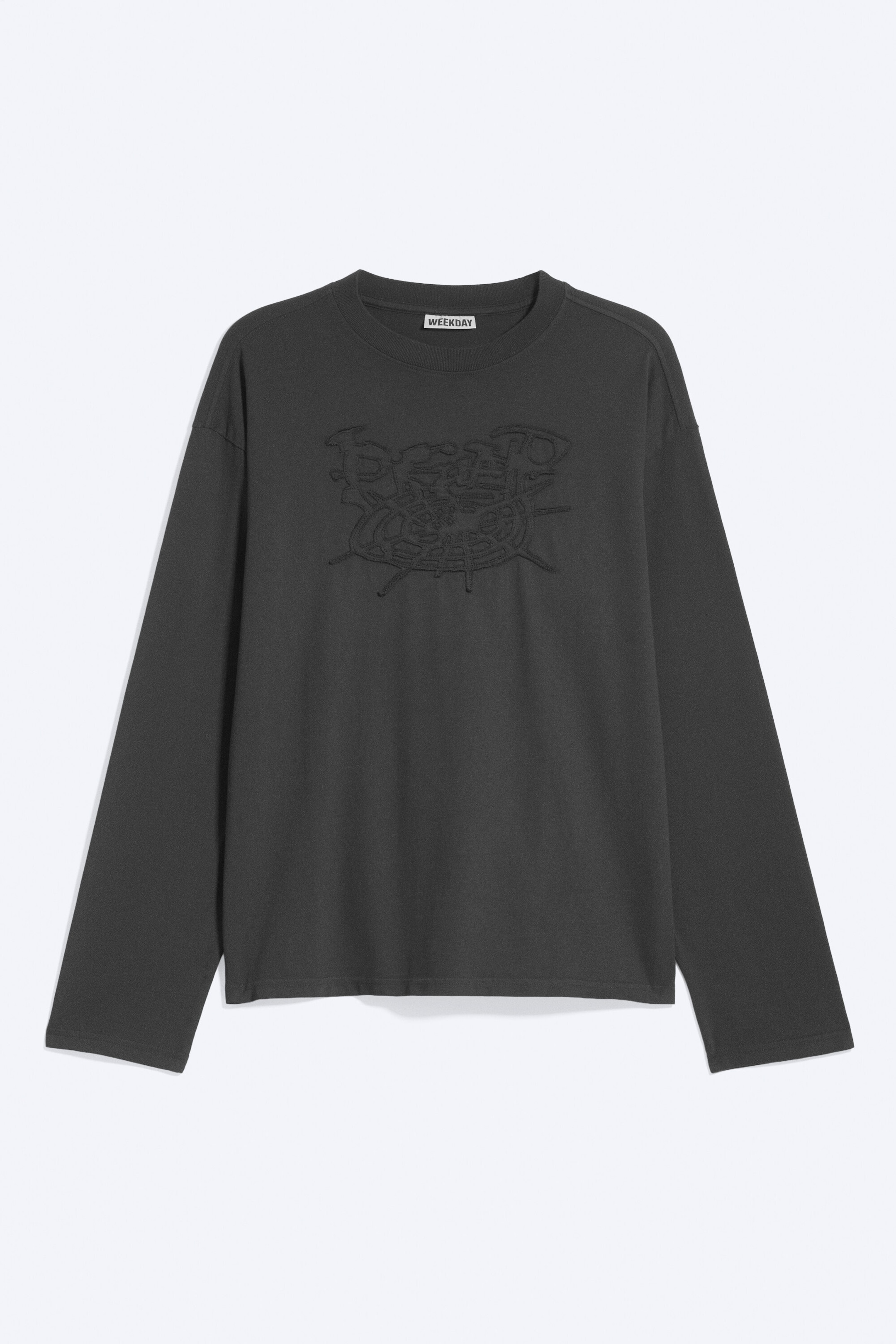 Dark Grey Print - Kastiges Langarmshirt mit Grafikprint - 4