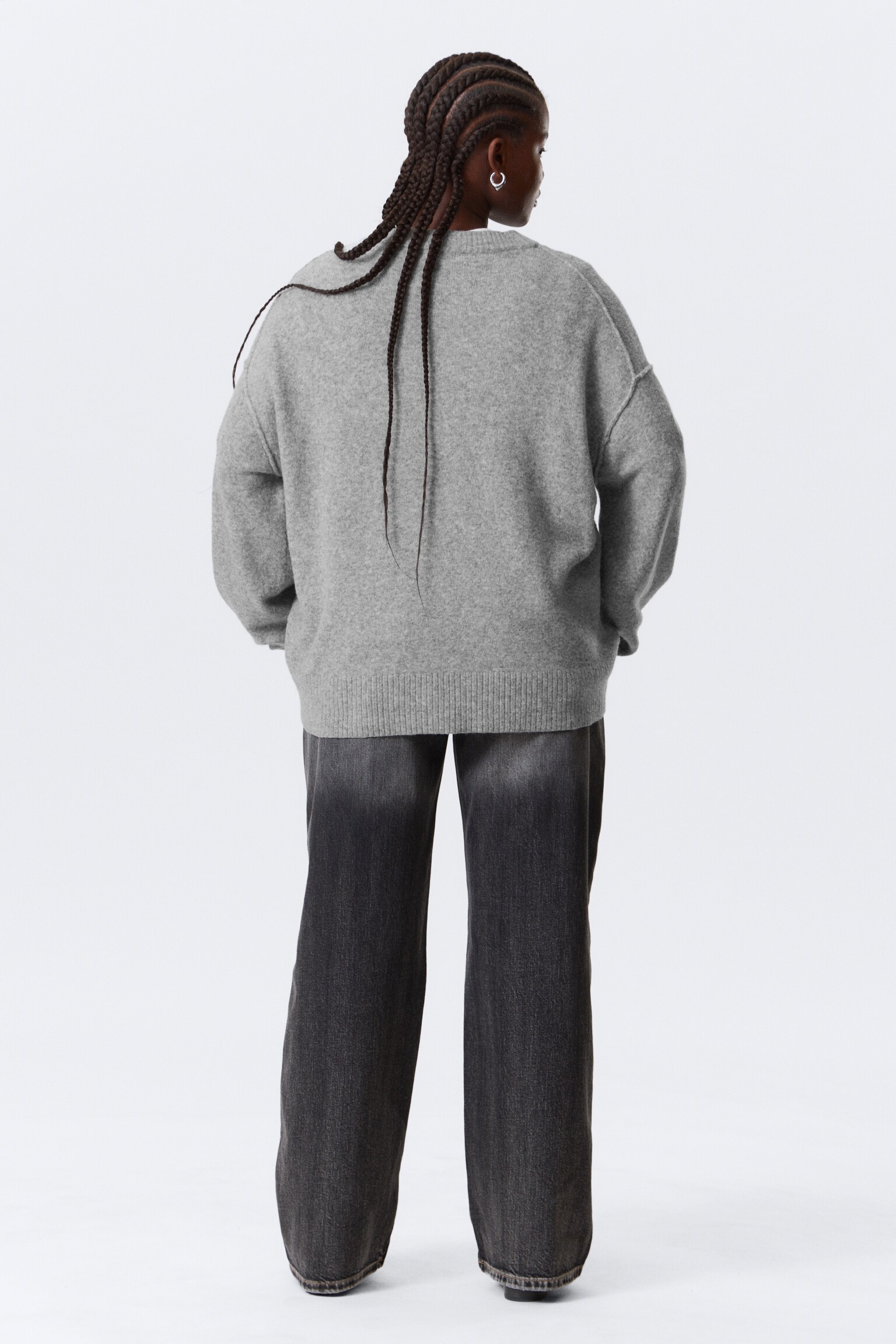 Pull en maille décontracté - Gris chiné/Bleu foncé chiné/Vert foncé chiné/Rouge foncé chiné - 5