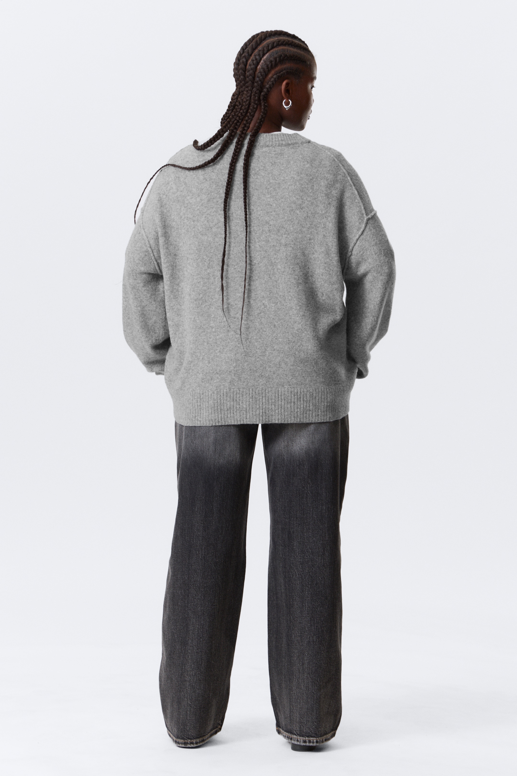 Se større billede: Strikket sweater i afslappet pasform - Gråmeleret - DAME | H&M DK 4