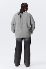 Grey Melange - Relaxed Knitted Sweater - 3