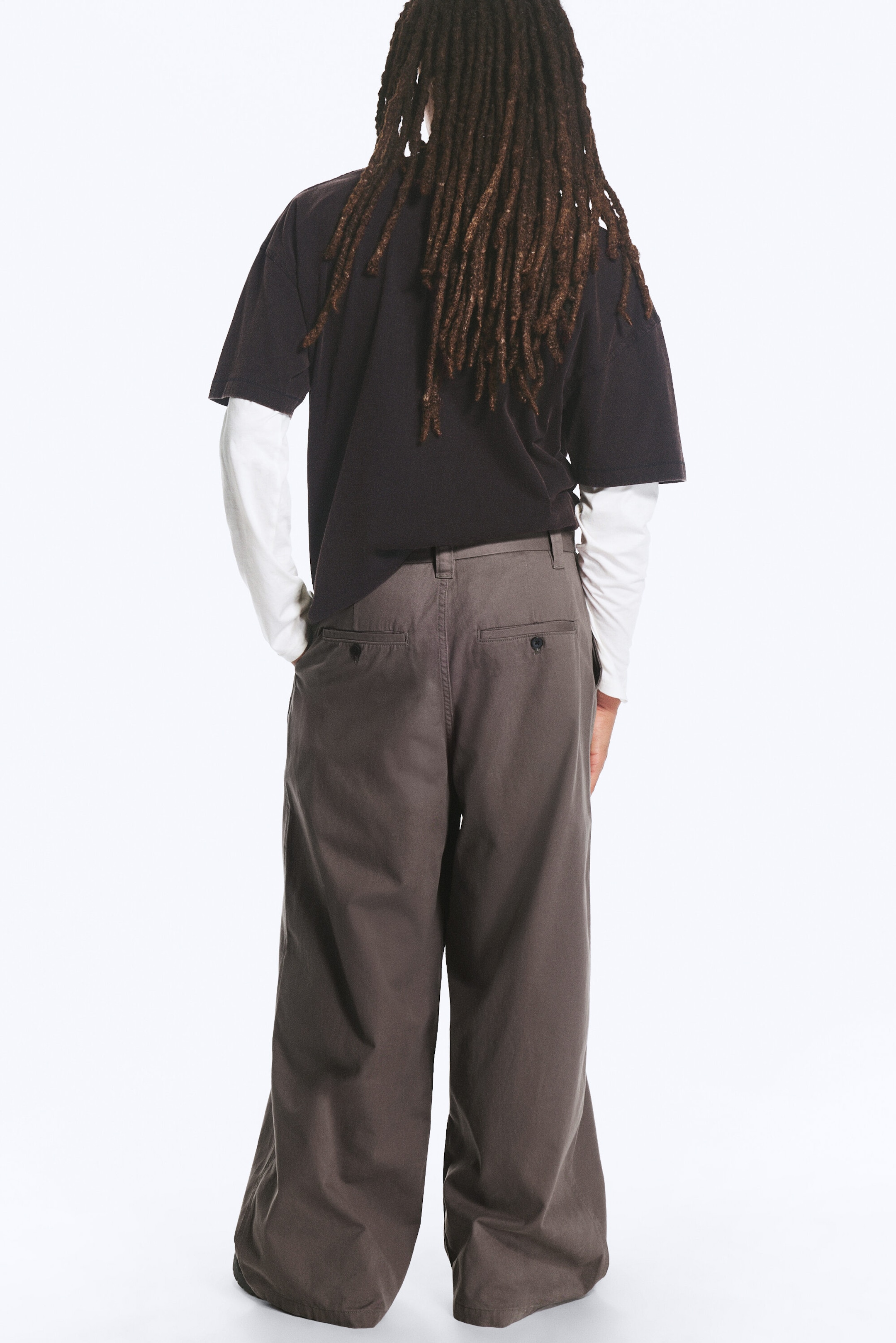 Mørk mole - Otis Baggy Plisserte Twill Chinos - 4