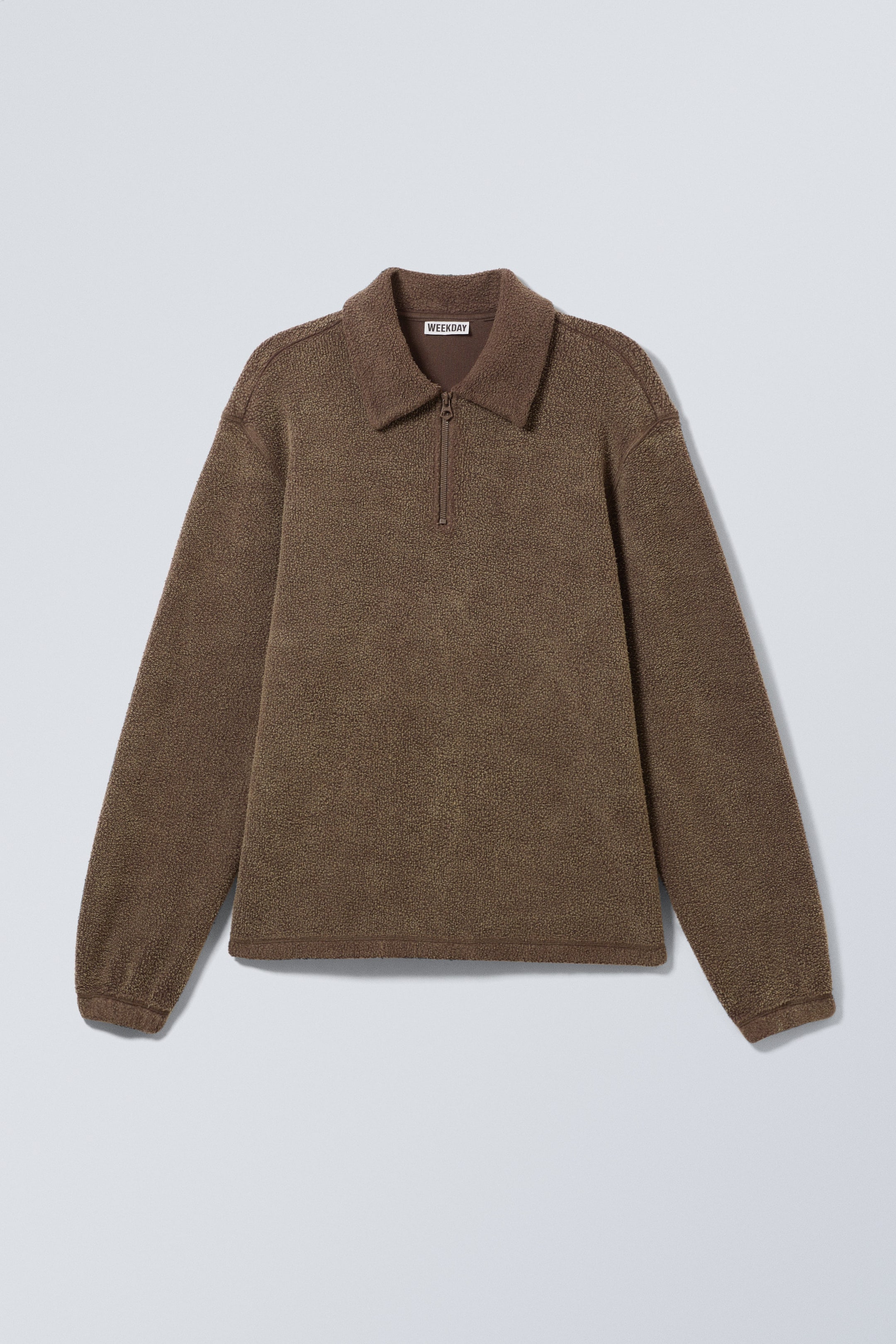 Washed Dark Brown - Boxy Half-Zip Fleece Sweatshirt - 0