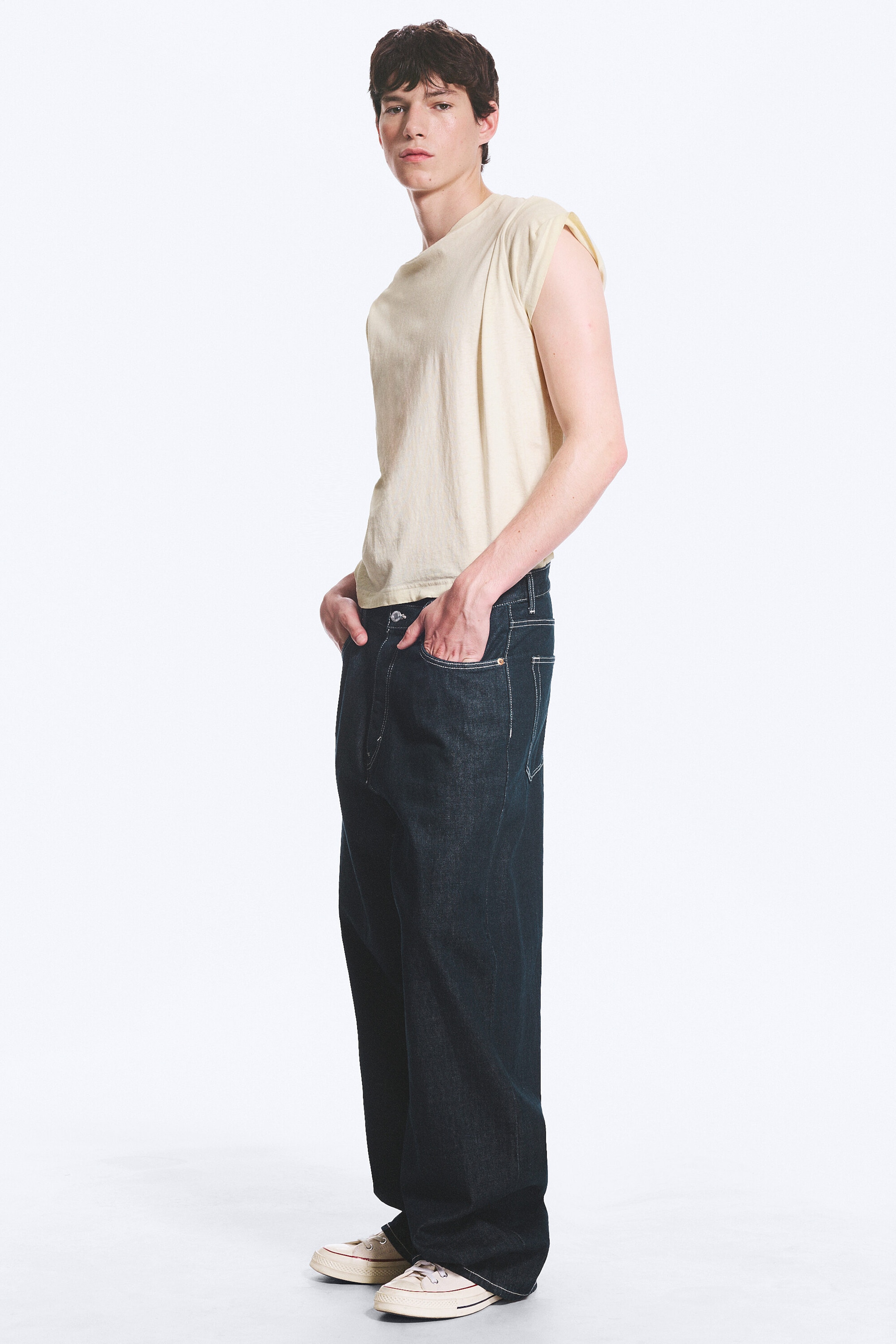 Blue Rinse - Dunkelblau - Astro Mid Waist Loose Baggy Unisex Jeans - 2