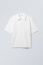 White - Loose Structured Short Sleeve Shirt - 0