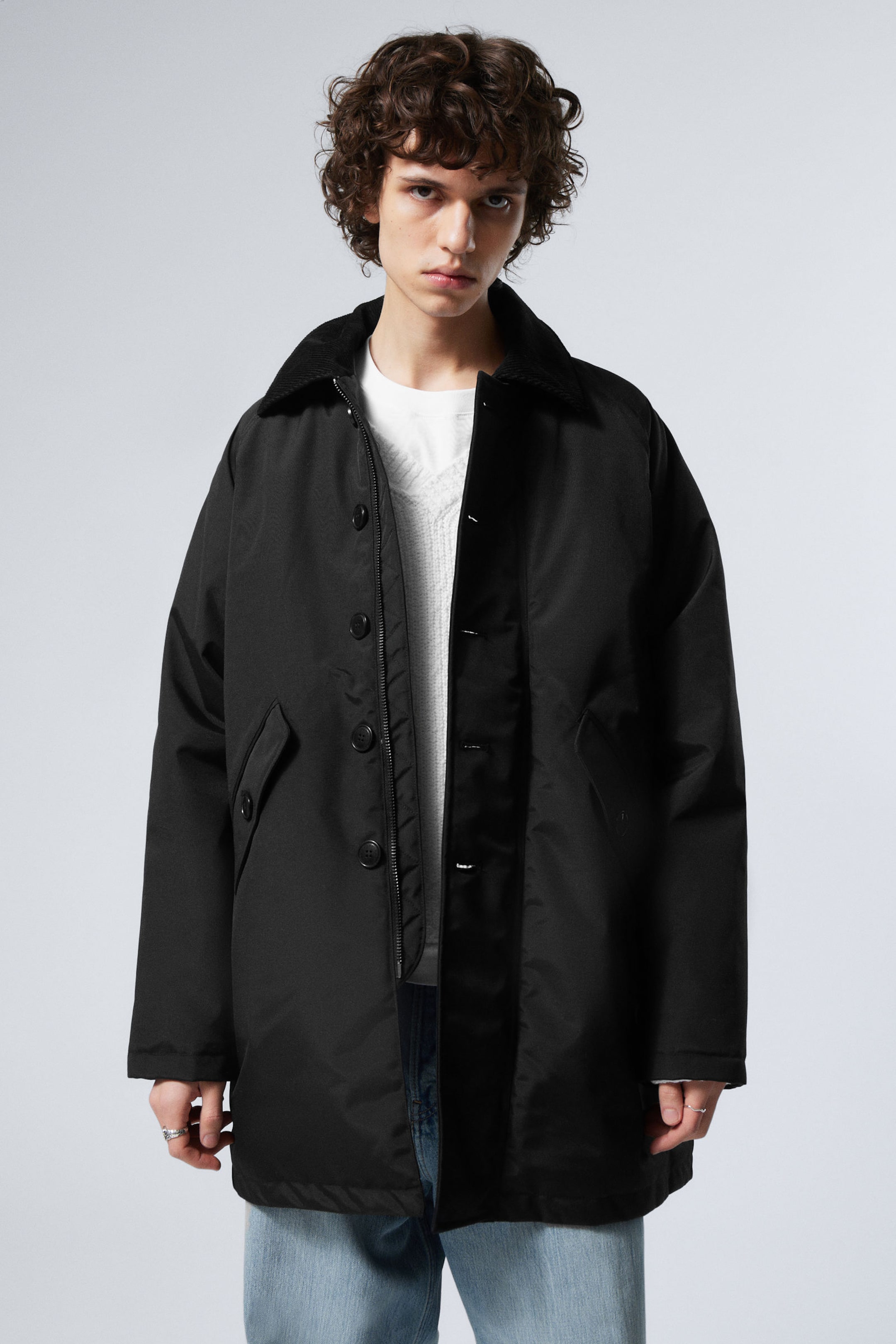 Zwart - Oversized gewatteerde jas van nylon - 3