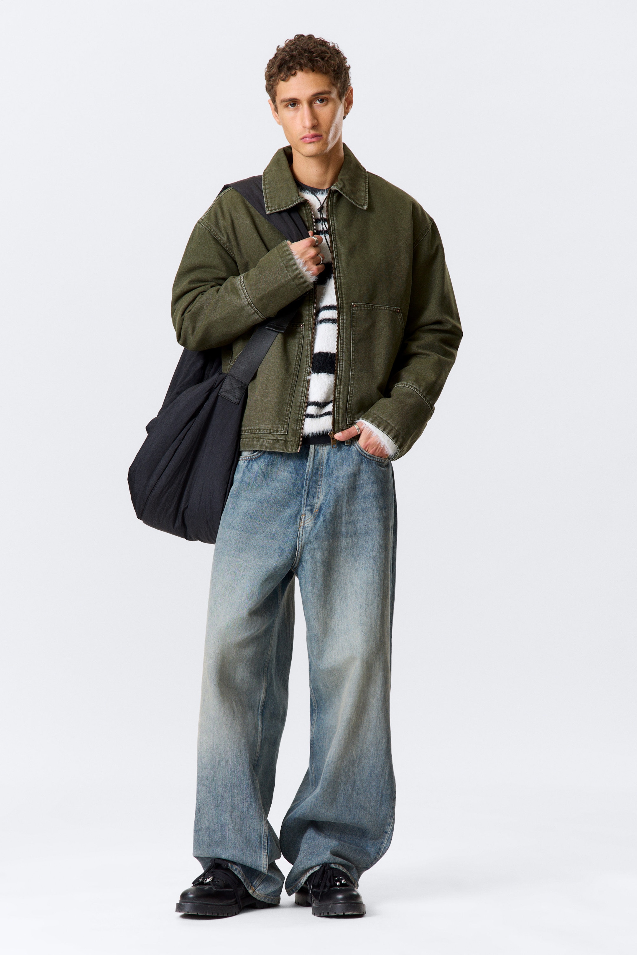 Dark Khaki Green - Relaxed Washed Utility Jacket - 2