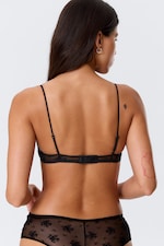 Black - Lace Triangle Soft Bra - 2