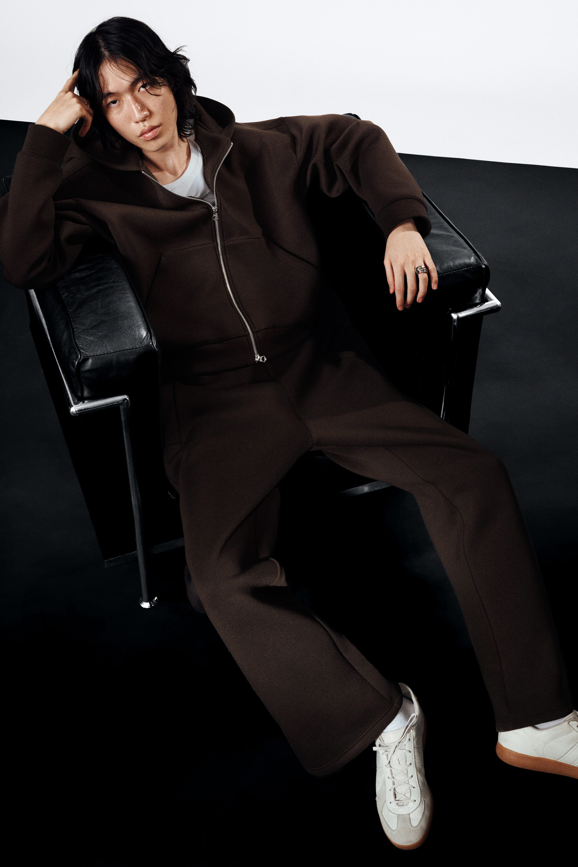 Dark Brown - Loose Fit Scuba Sweatpants - 1