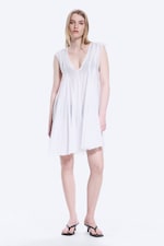 White - Flowy V-Neck Mini Dress - 0