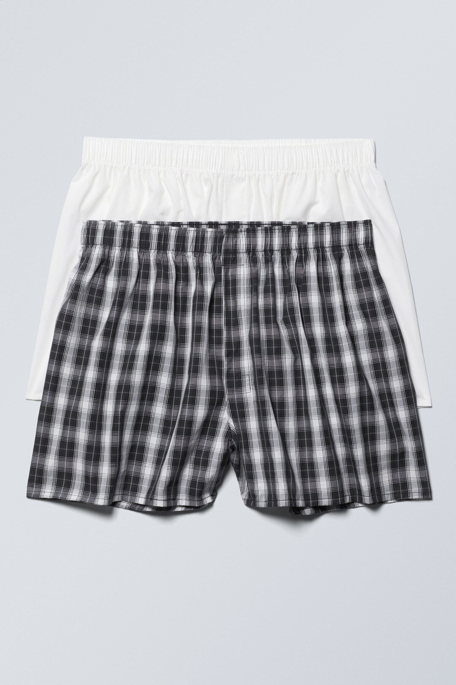 Confezione da 2 boxer - Bianco e nero a quadri/Bianco, righe blu/Viola a quadri/Blu a quadri/A quadri/Blu a quadri