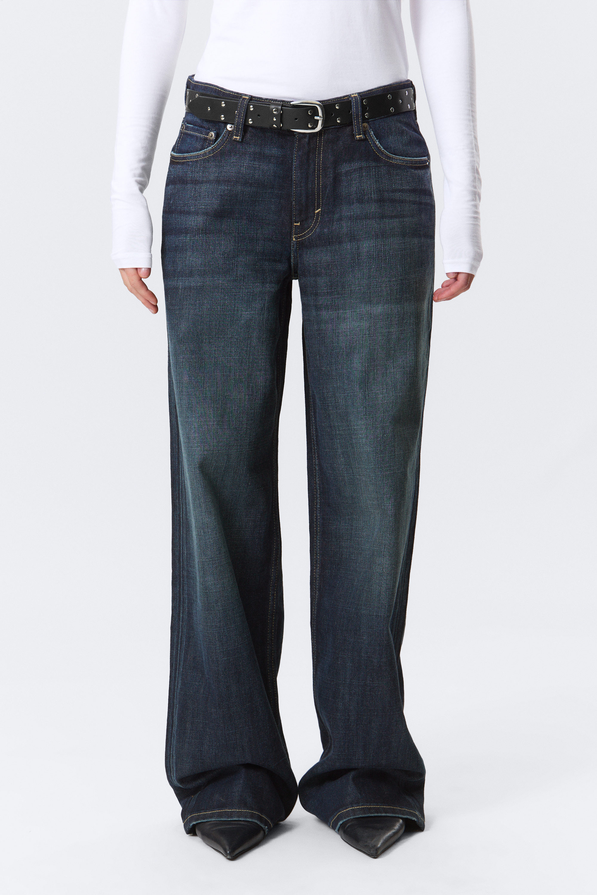 Deep Ocean Blue - Dunkelblau - Ample Low Waist Loose Wide Leg Jeans - 2