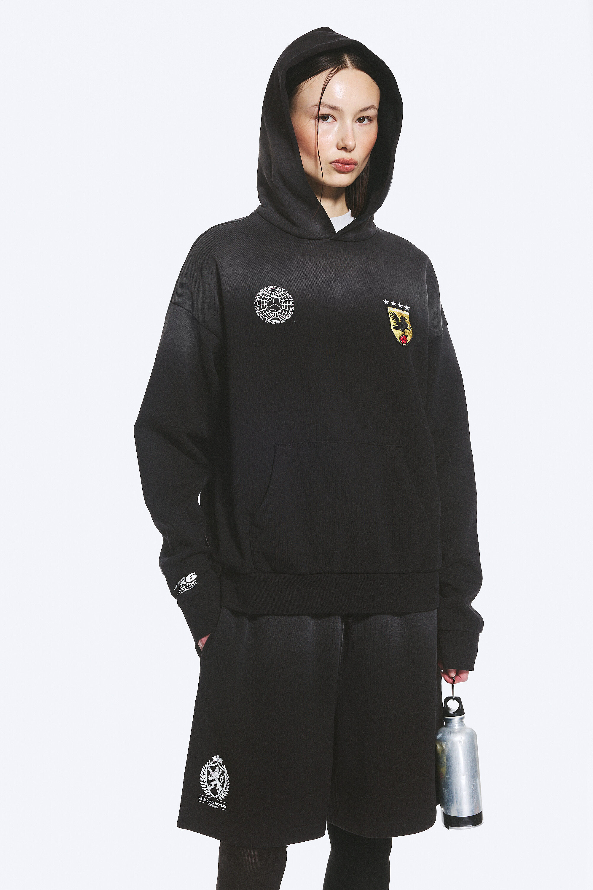 toffs loose fit football hoodie - Dark Black | Weekday WW