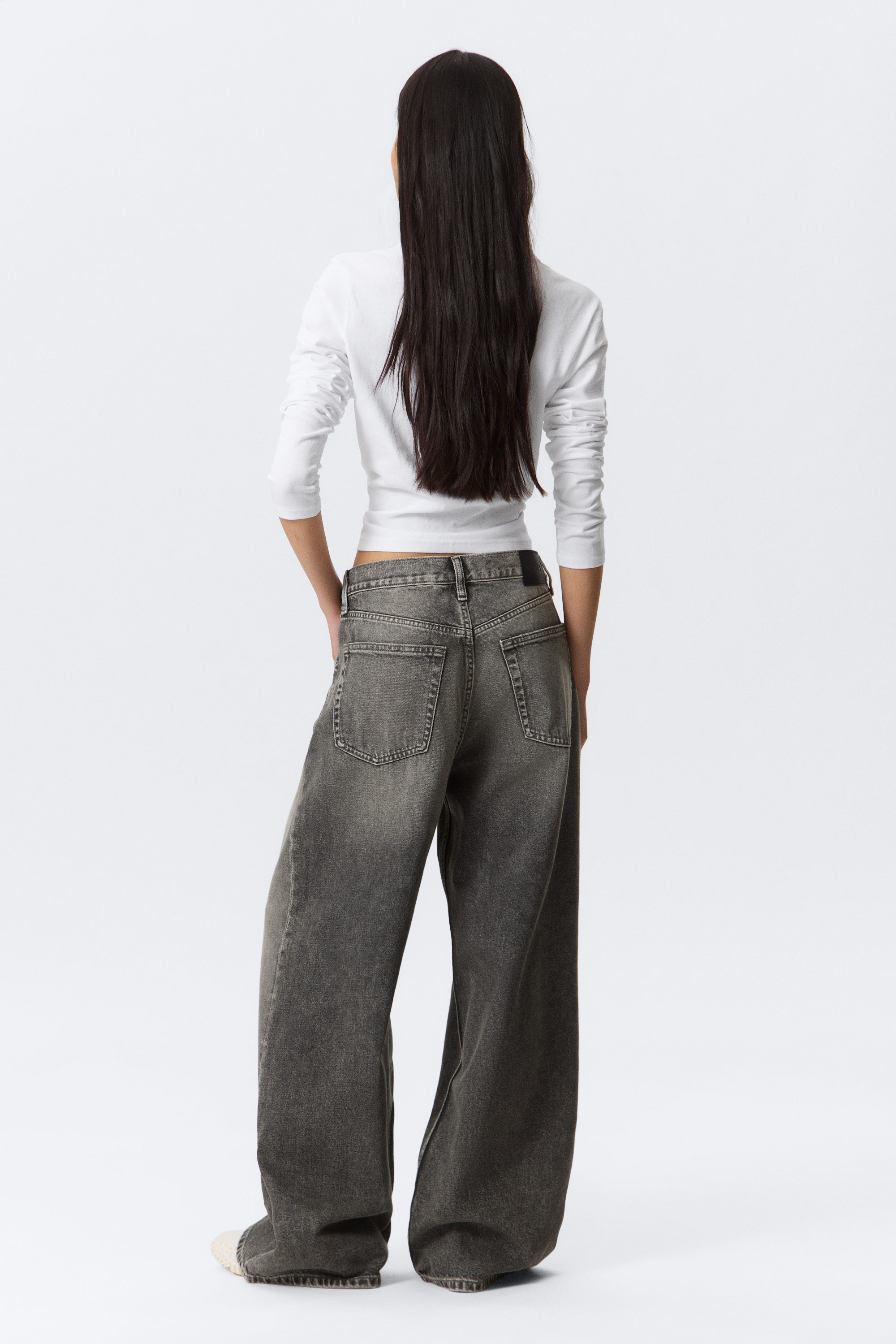 Redondo Black - Washed Black - Solar Loose Wide Leg Unisex Jeans - 2