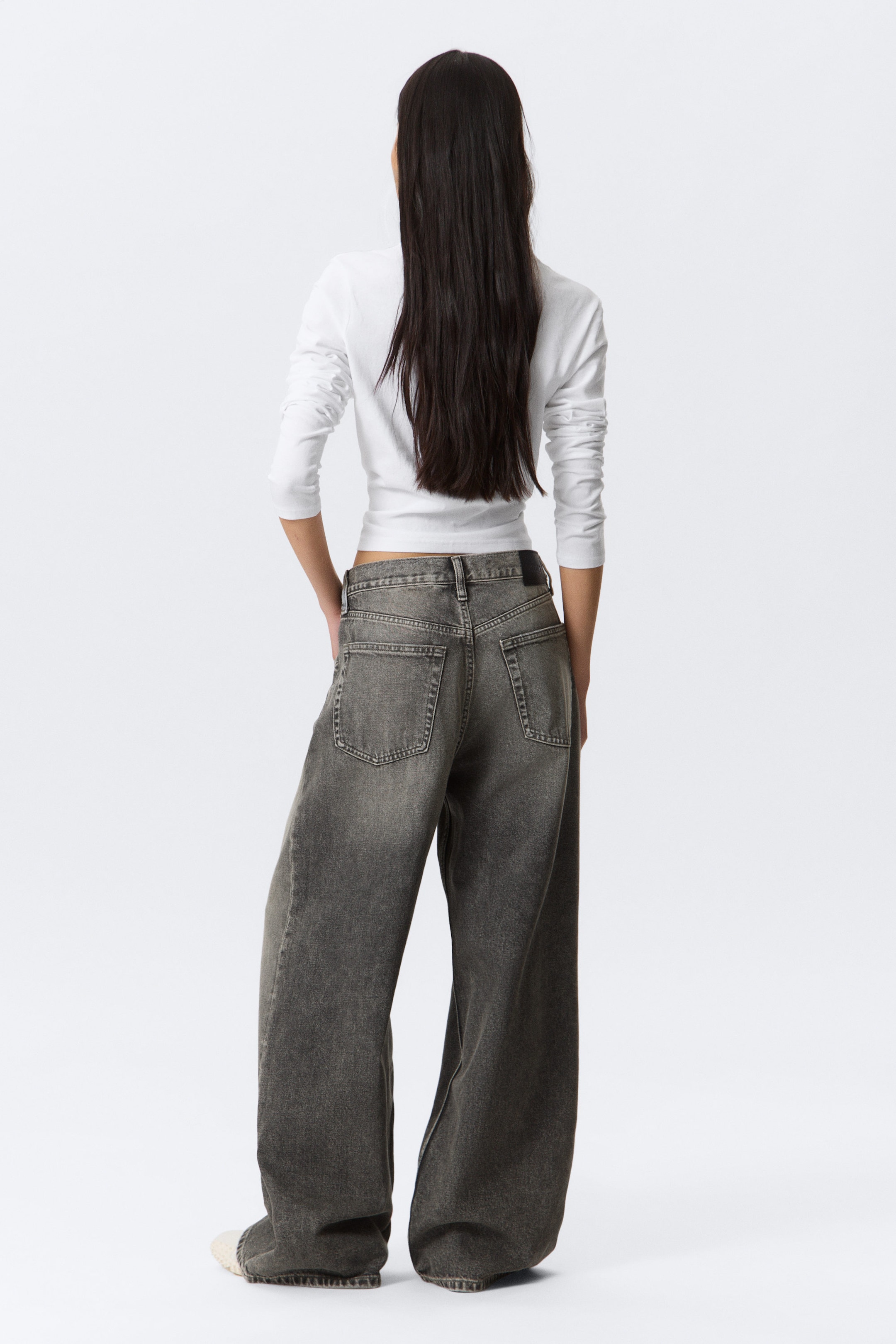 Redondo Black - Washed Black - Solar Loose Wide Leg Unisex Jeans - 5