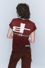 Zonverbleekt donkerrood - CM x LB uniseks T-shirt met korte mouwen - 5