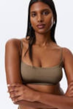 Black & Beige - 2-pack Scoop Neck Bikini Tops - 3
