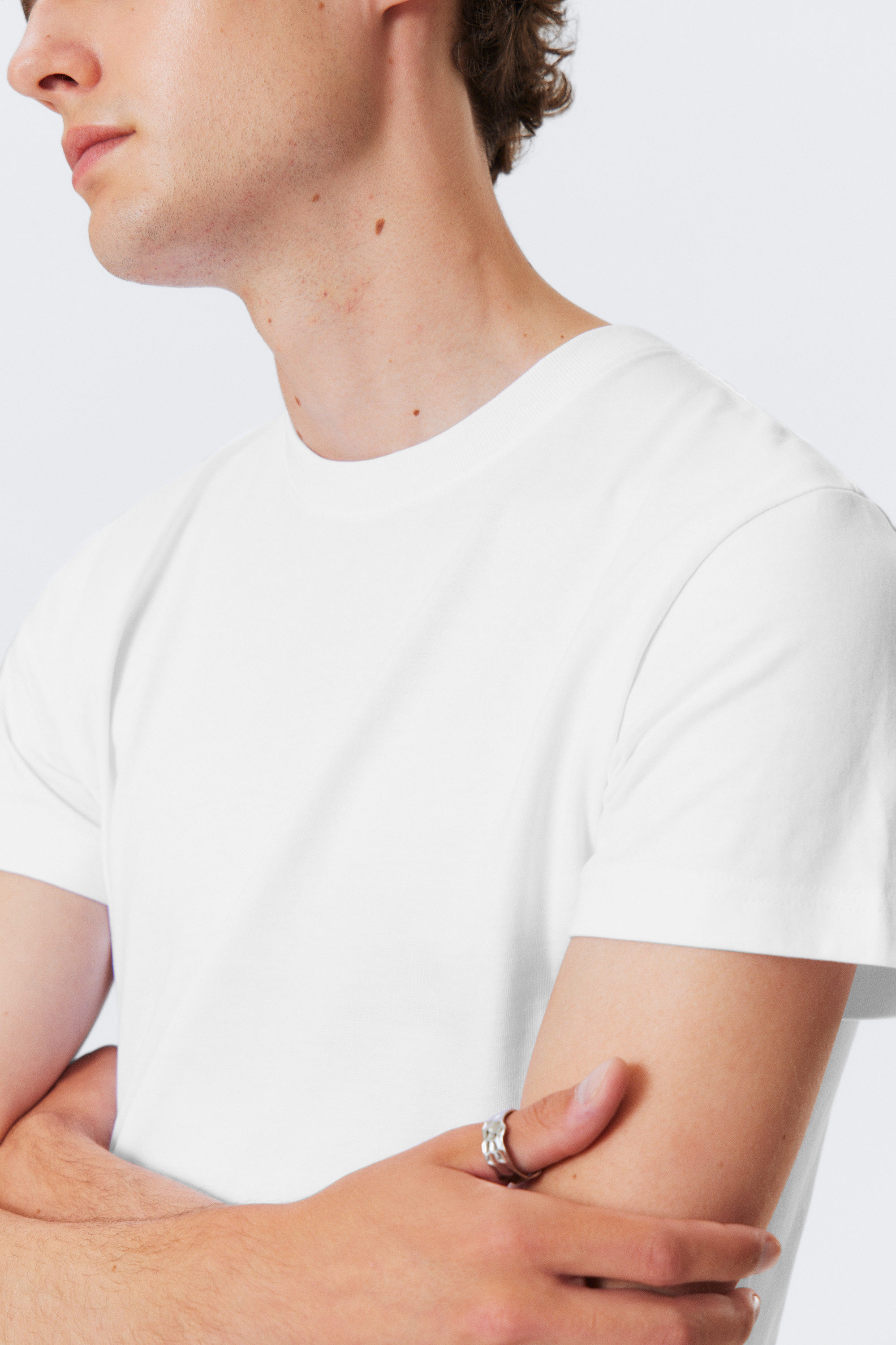 White - Shrunken Short-Sleeved Cotton T-shirt - 2