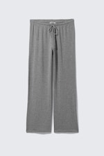 Gris chiné - Pantalon en lyocell avec jambes larges - 0