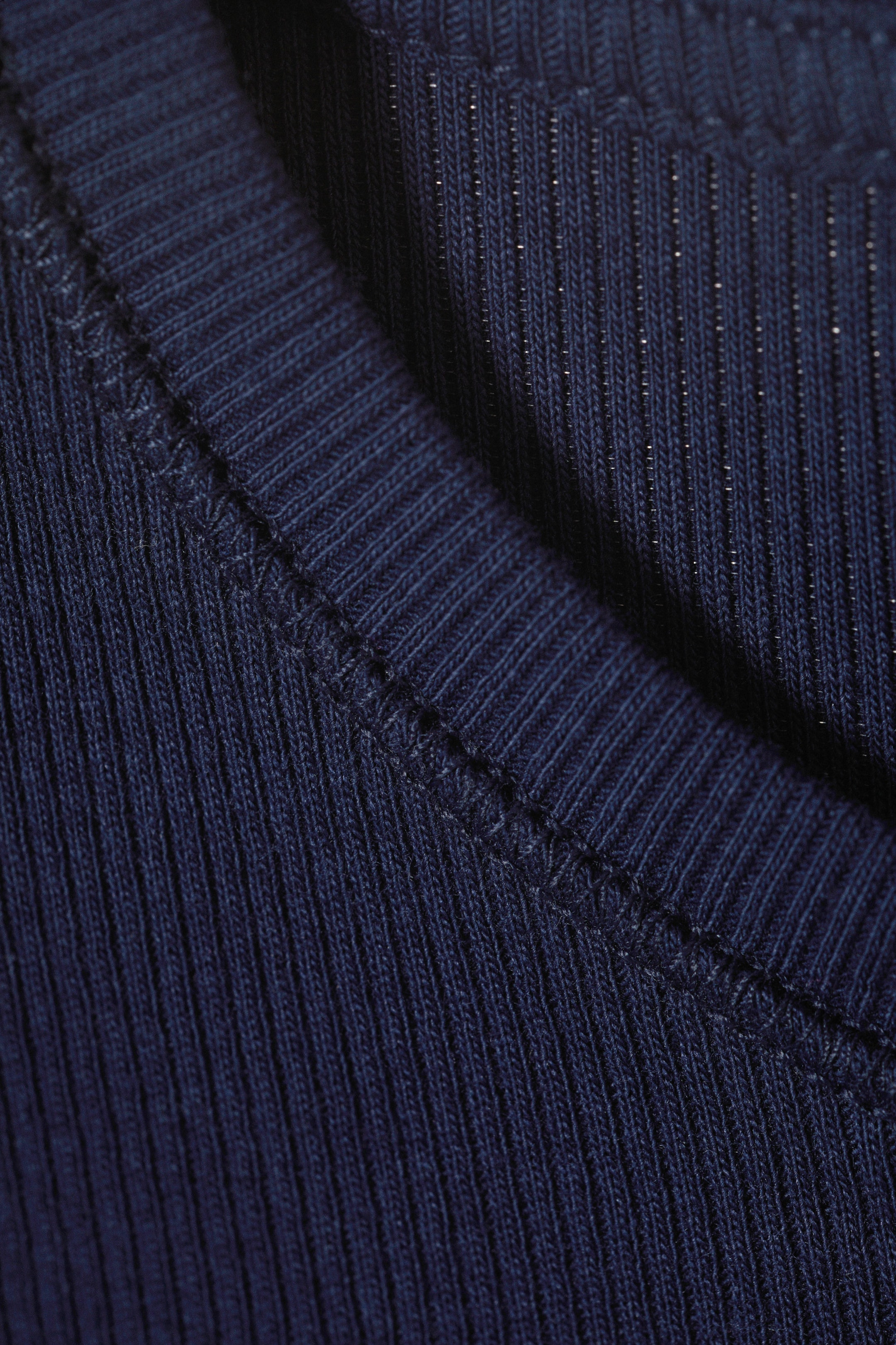 Dark Blue - Close Fitted Rib T-Shirt - 1