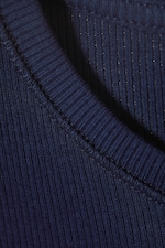 Dark Blue - Close Fitted Rib T-Shirt - 1