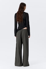 Gris foncé - Pantalon ample taille basse en coton à enfiler - 3