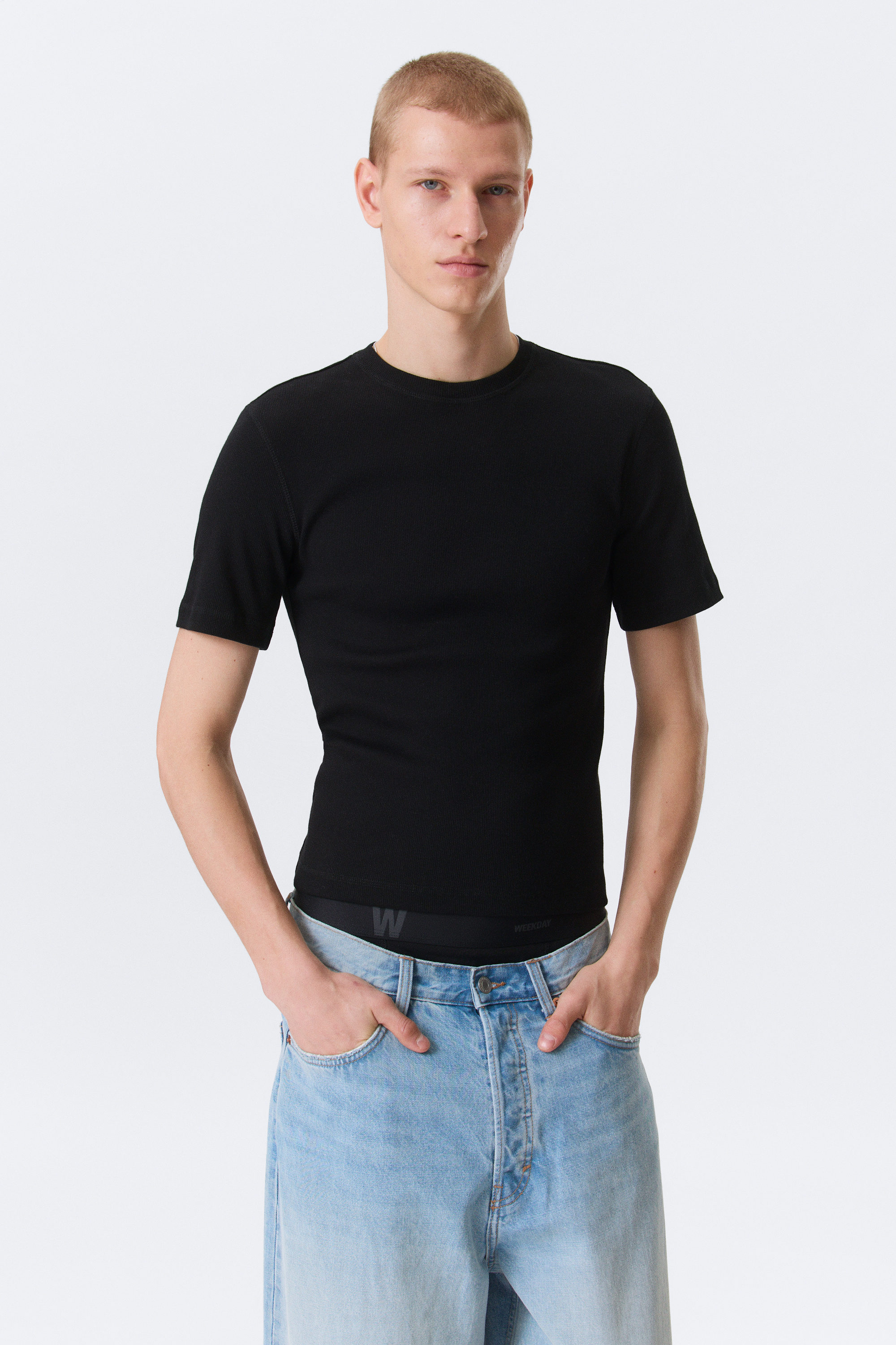 Black - Classic Slim Ribbed Cotton T-shirt - 2