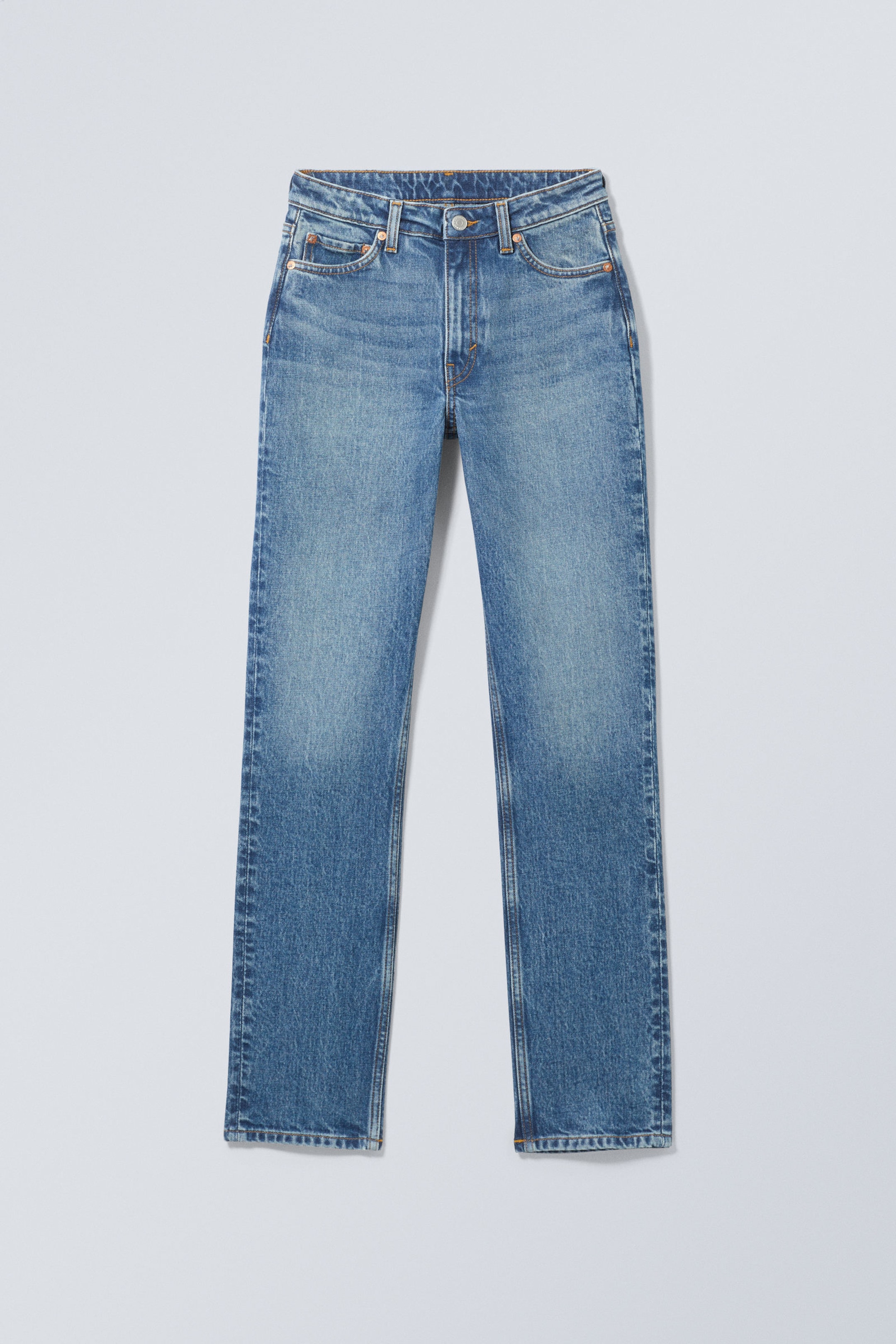 Golf Blue - Mellanblå - Smooth High Waist Slim Leg Jeans - 1
