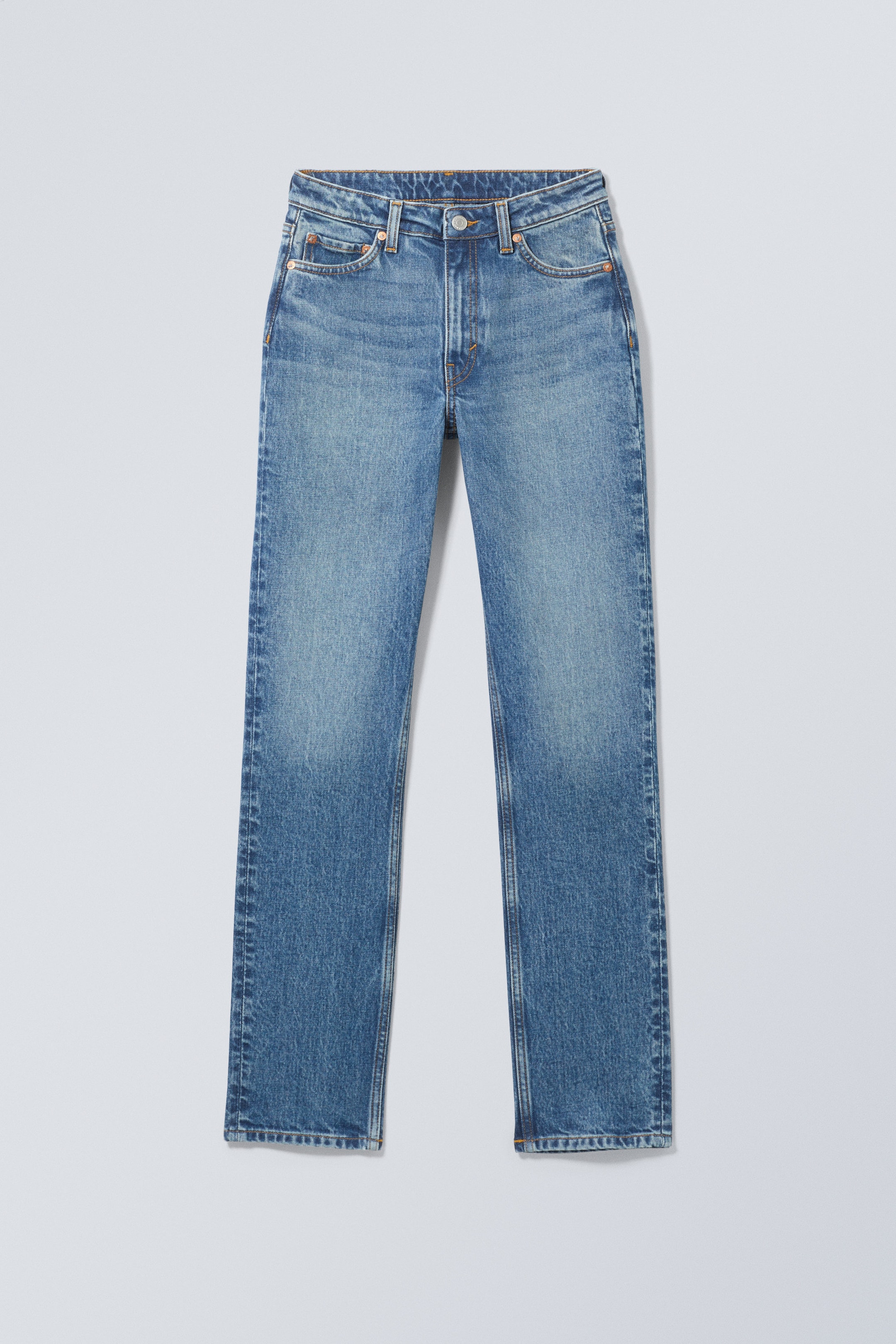 Golf Blue - Medium Blue - Smooth High Waisted Slim Jeans - 1