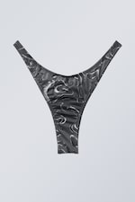 Schwarze Wellen - Bedruckte Mini-Brazilian-Bikinihose - 0