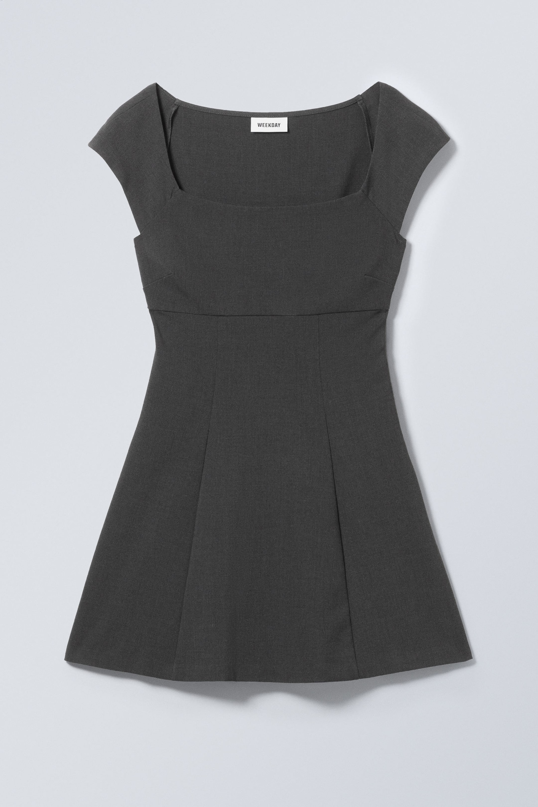 Dunkelgrau - Minikleid mit eckigem Ausschnitt - 1