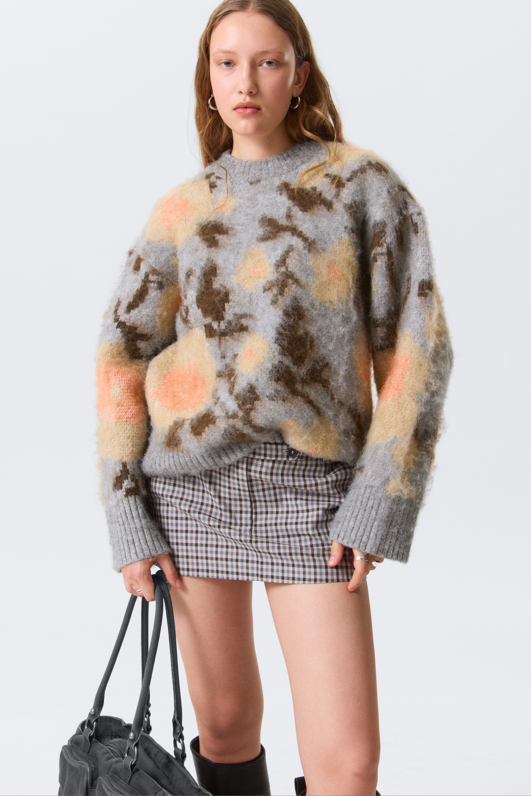 Größeres Bild ansehen: Lässiger Pullover aus gebürstetem Jacquard-Strick - Grau meliert - Jacquard - Ladies | H&M DE 1