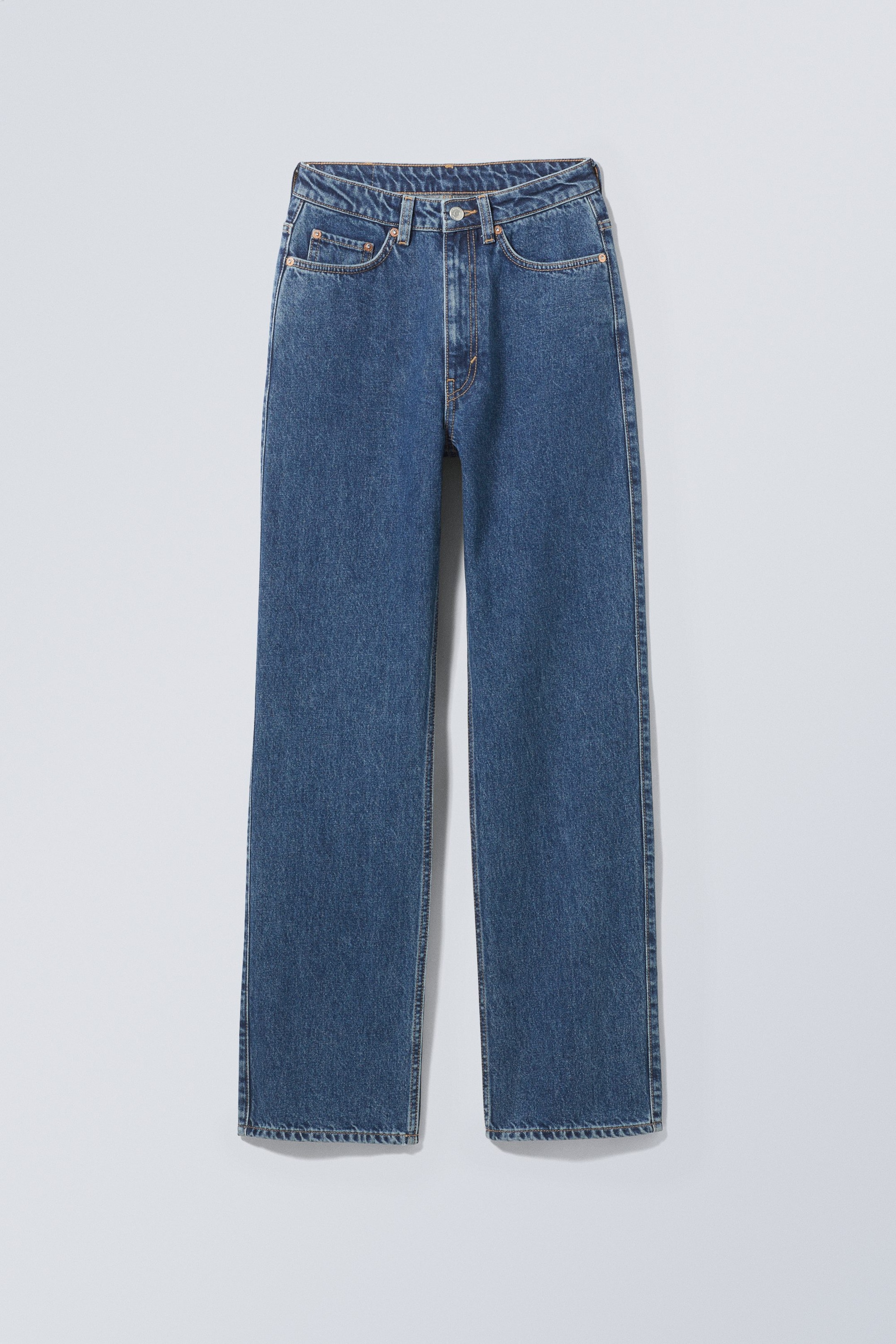 Nobel Blue - Medium Blue - Rowe Super High Waisted Regular Straight Jeans - 0