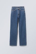 Nobel Blue - Medium Blue - Rowe Super High Waisted Regular Straight Jeans - 0
