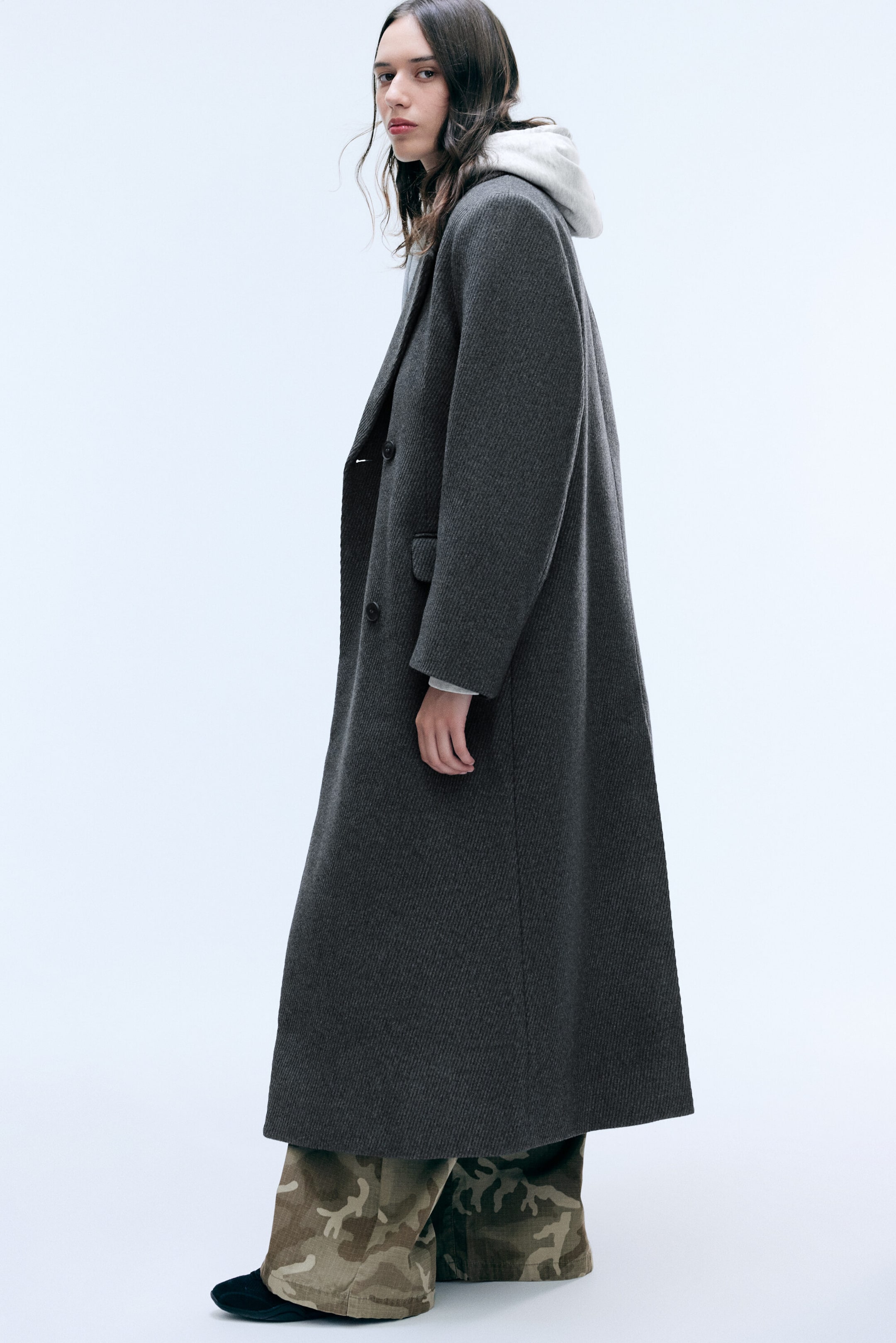 Dark Grey Melange - LOGAN DOUBLE-BREASTED WOOL-BLEND COAT - 4