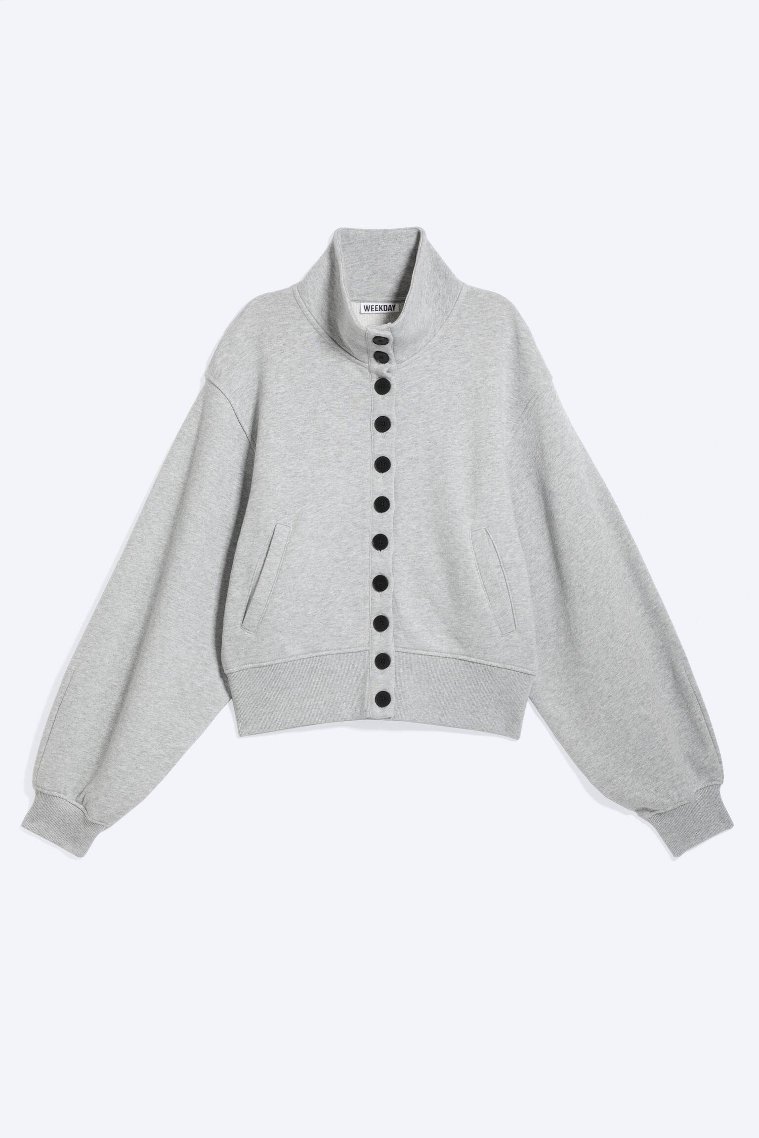 Jersey button up jacket - Dusty Light Grey Melange