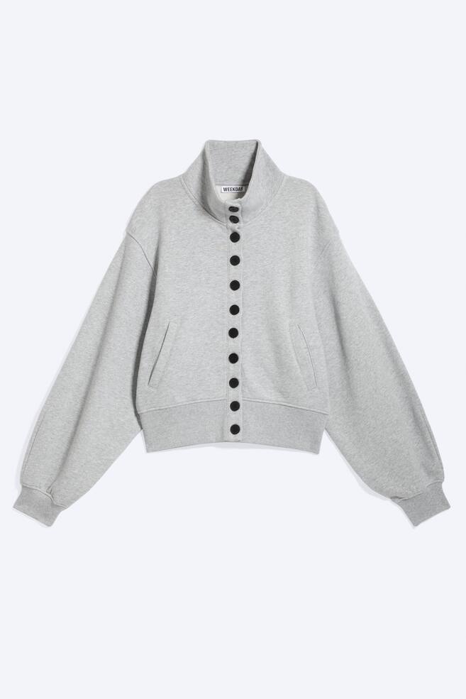 Jersey button up jacket - Dusty Light Grey Melange/Black - 1