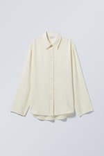 Helles Taupe - Drapiertes Seersucker-Hemd - 0