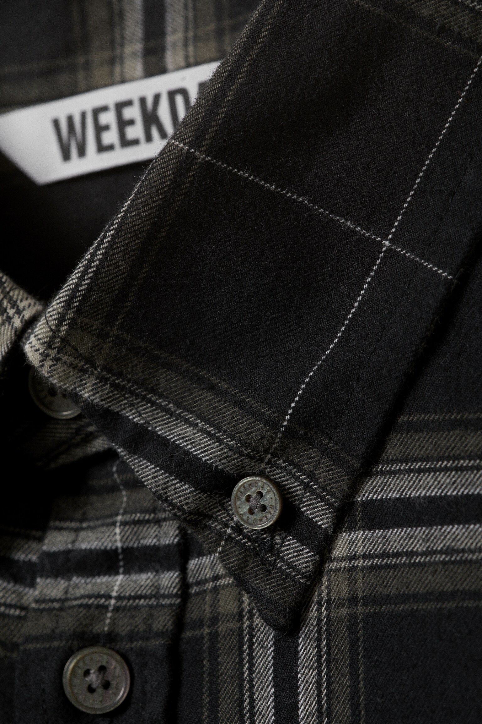 Loose Fit Checked Flannel Shirt - Black Checked - 3