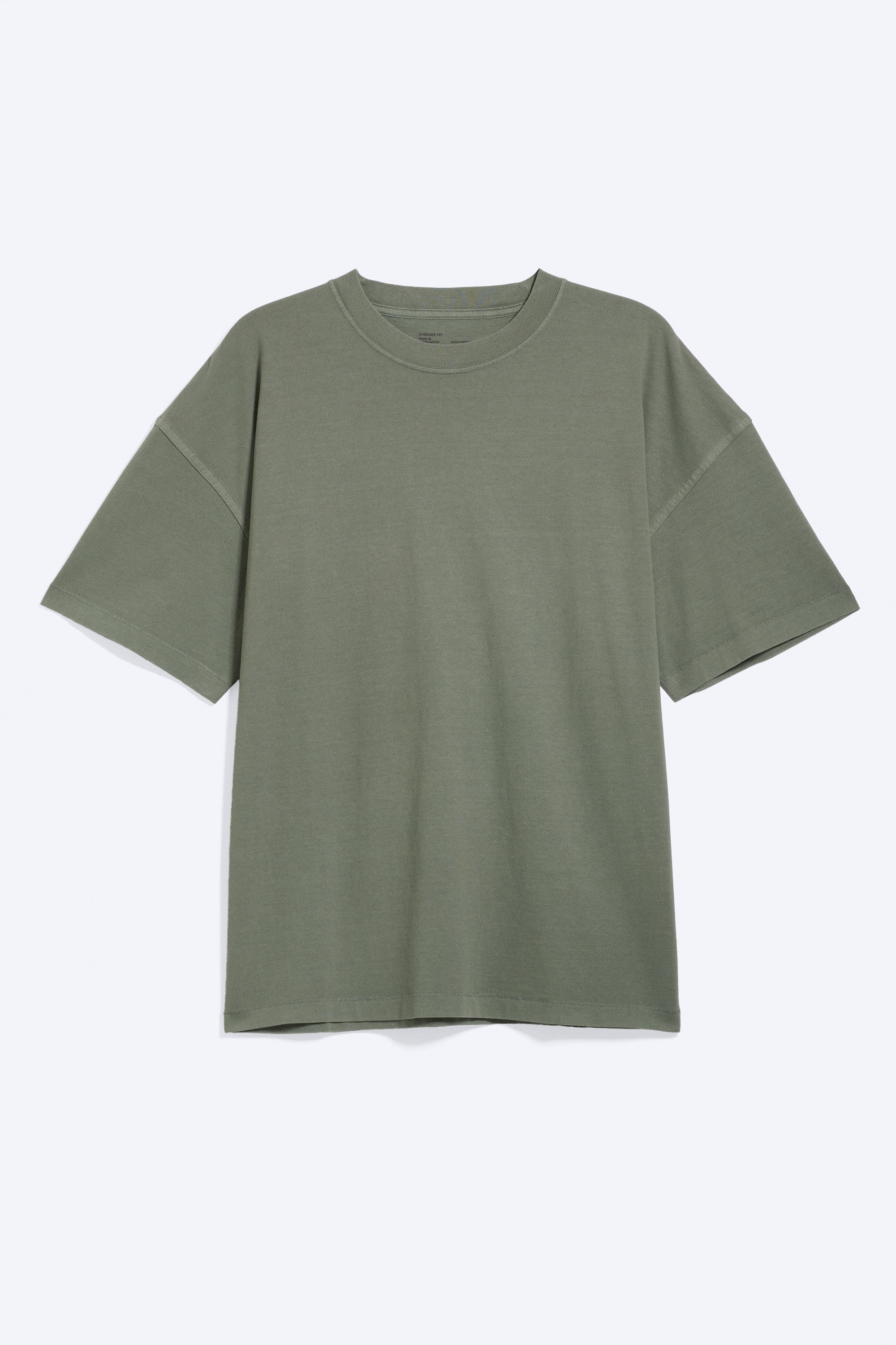 Oversize Boxy Tričko - Světle Tlumená Khaki Zelená/Bílá/Vypraná Černá