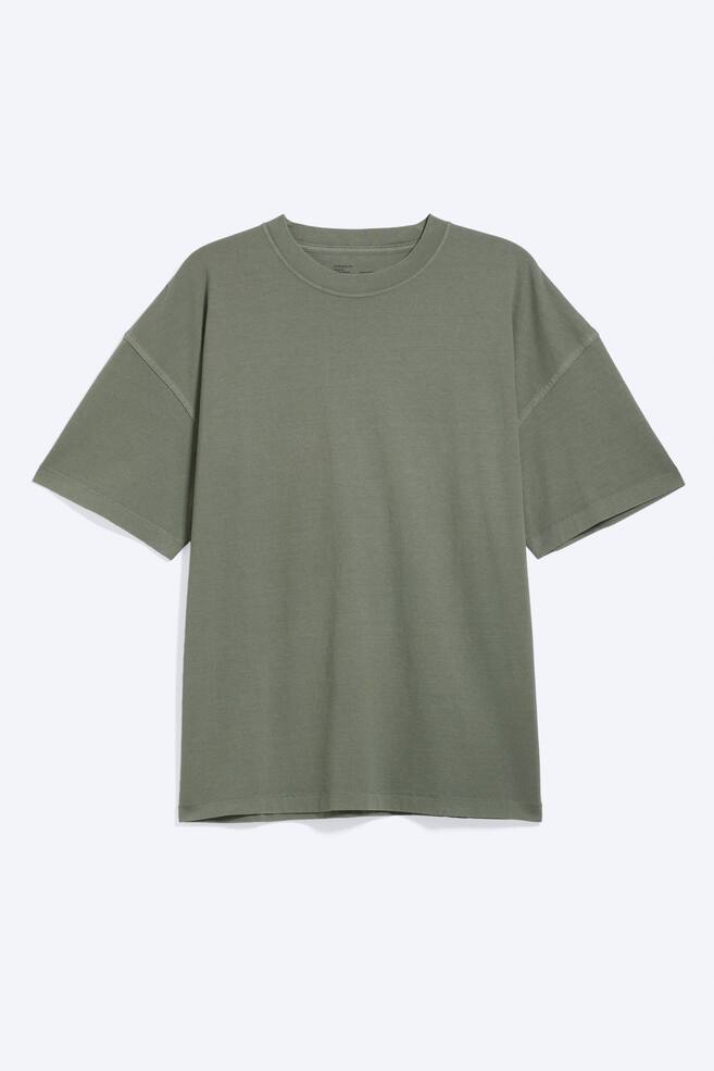 Oversized Boxy T-Shirt - Light Dusty Khaki Green/Striped White/Dusty Purple/White/Washed Dark Brown/Washed Black - 1