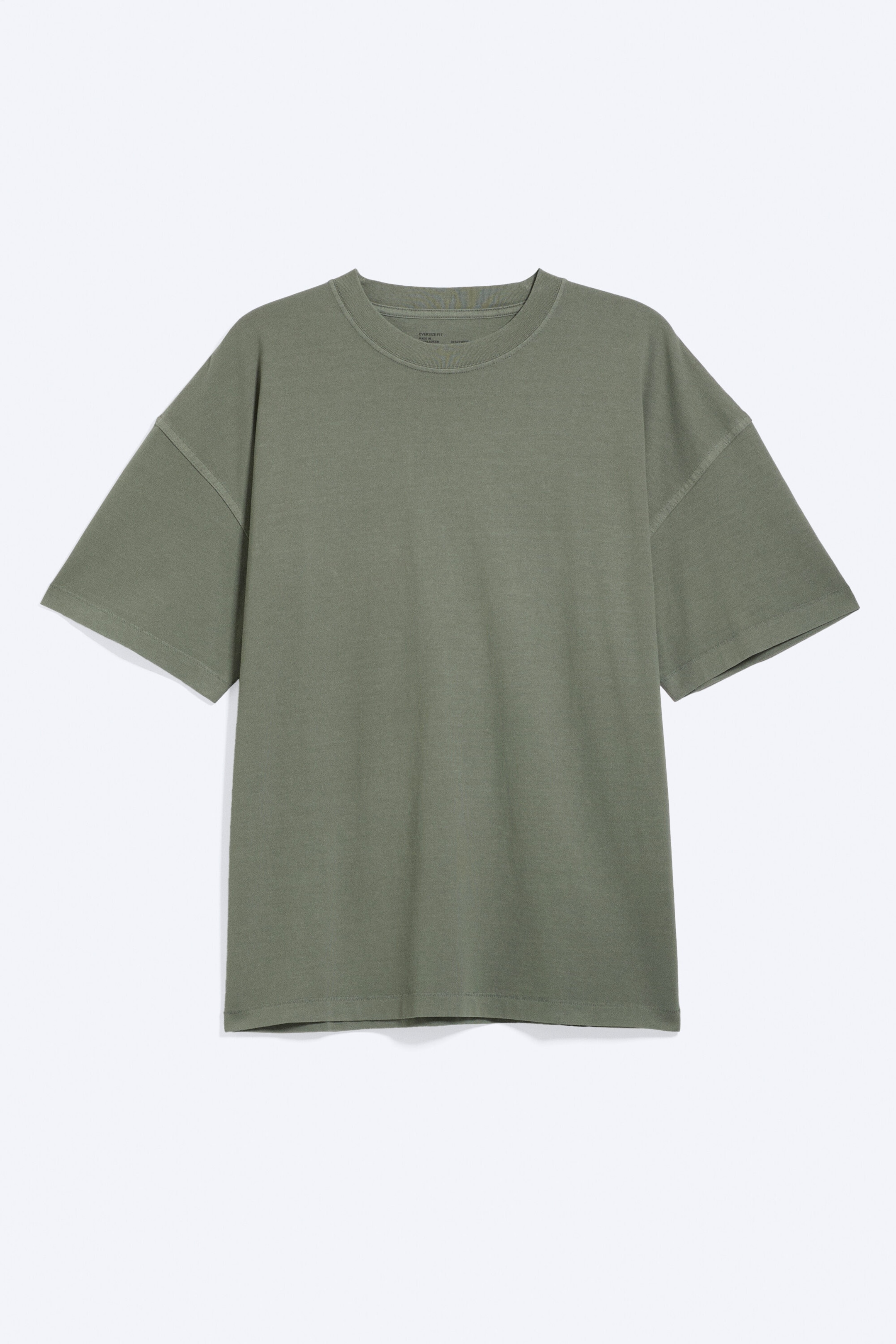 Light Dusty Khaki Green - Oversized Boxy T-Shirt - 4