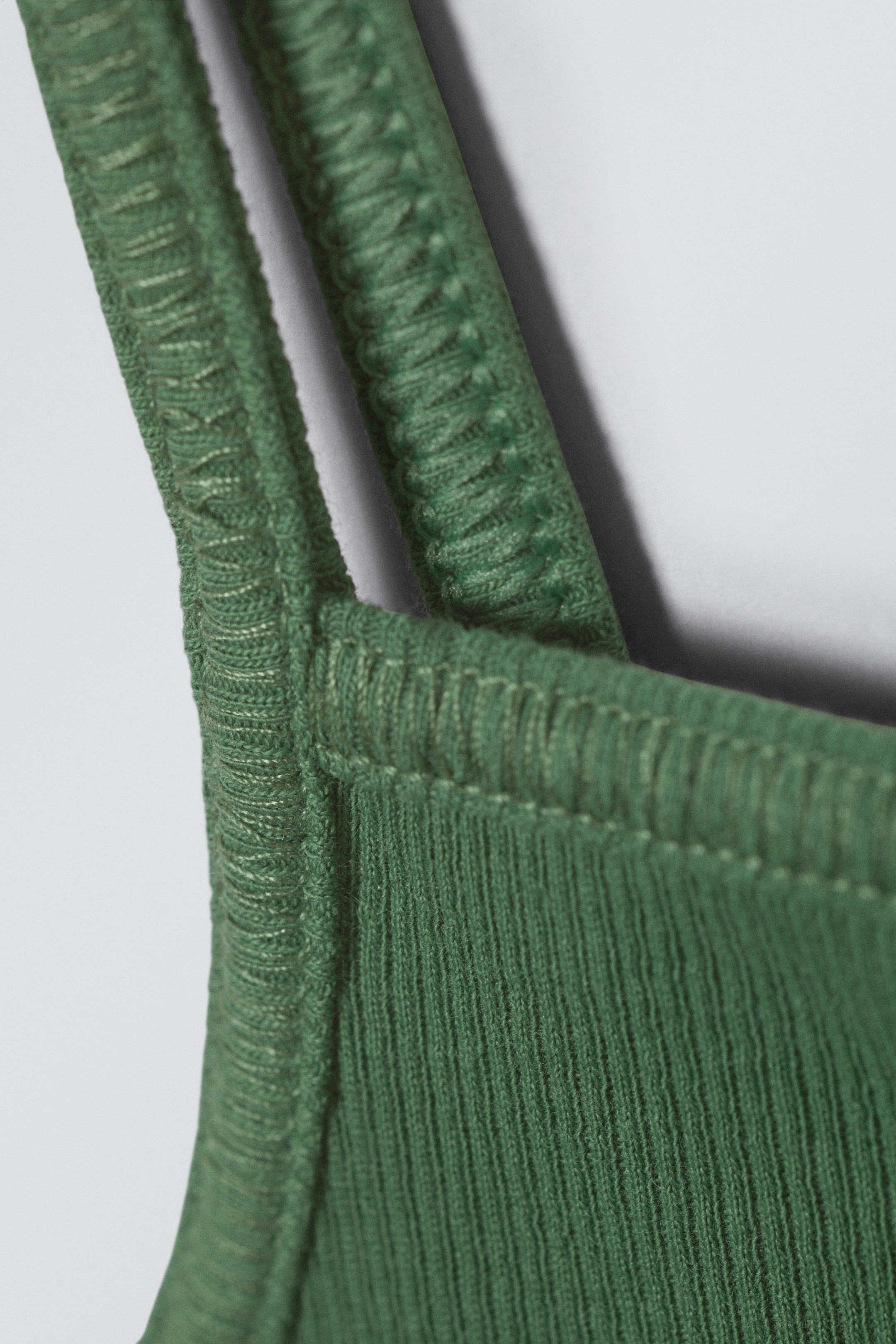 Dark Green - Square Neck Rib Singlet - 1