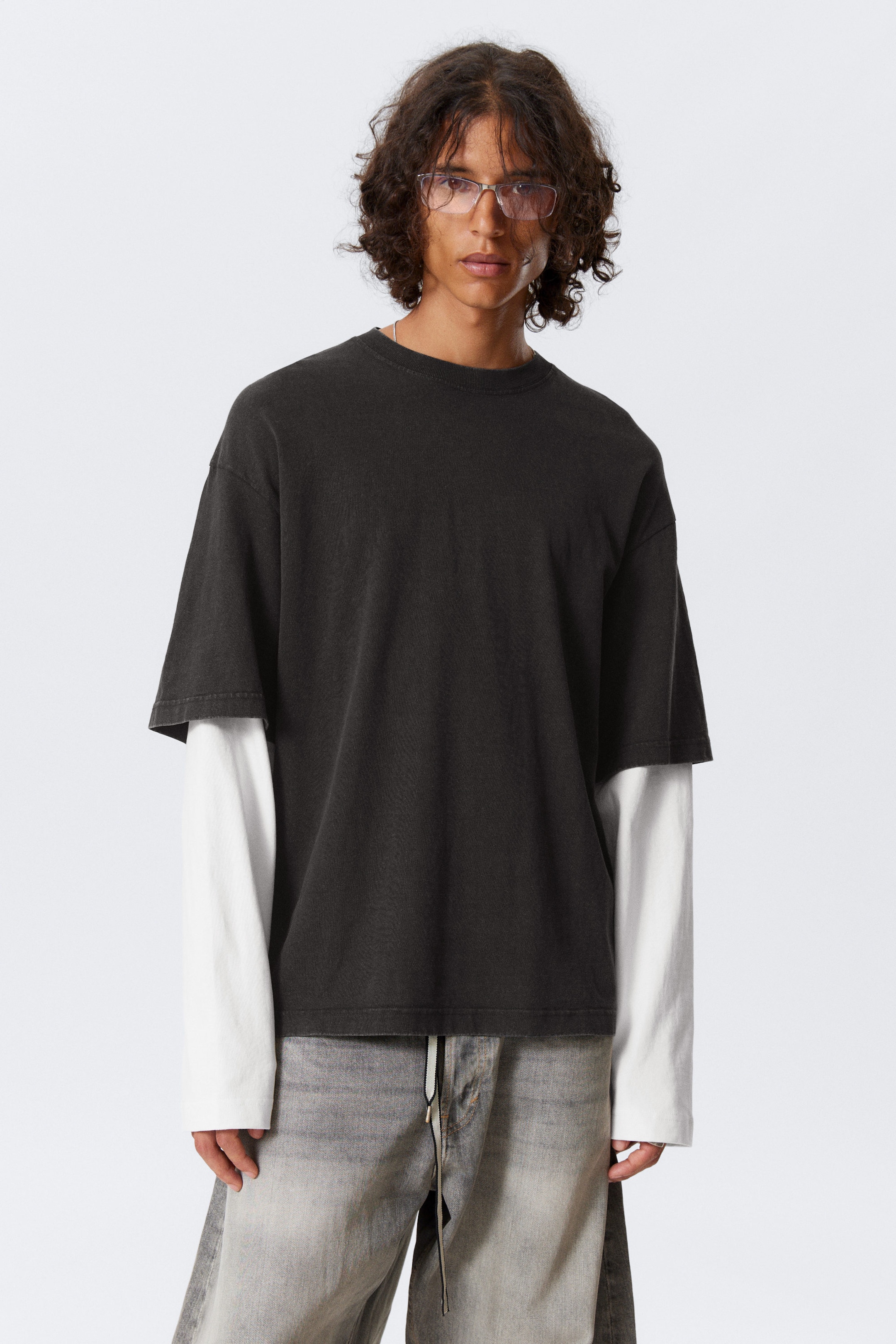 Black & White - Double-Layered Cotton T-shirt - 1