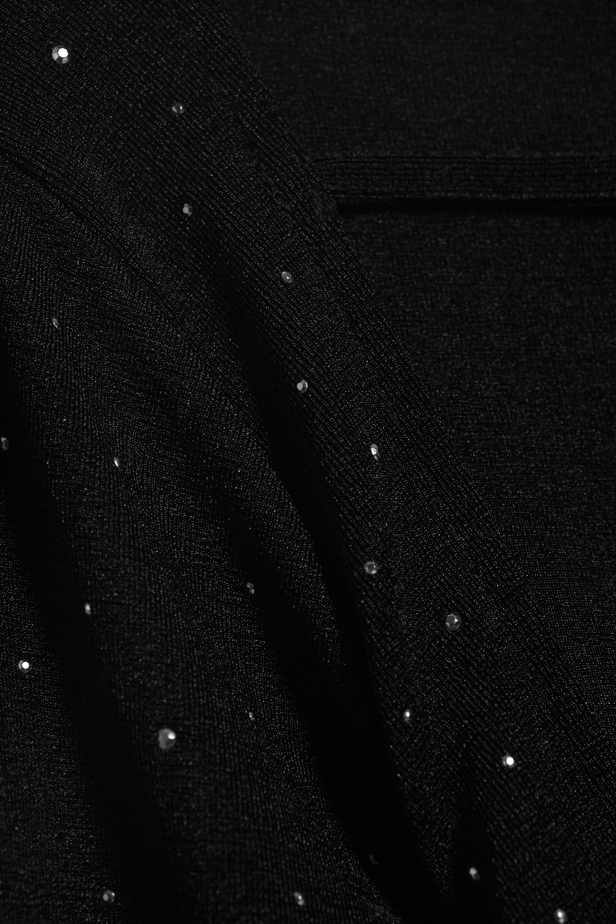 Schwarz - Strass-Minikleid mit offenem Rücken - 6
