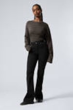 Black Rinse - Black - Glow Curve High Waisted Regular Flared Leg Jeans - 0